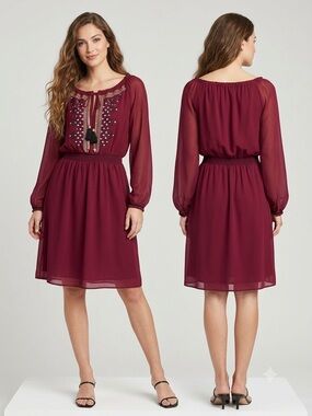 Altuzarra for Target Embroidered Peasant Dress Size 4 Boho Sequin Tassel Pockets